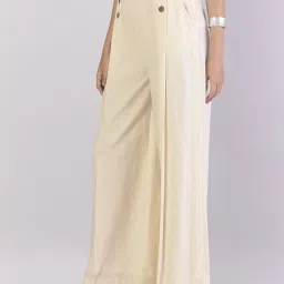 Powersutra Off White Linen Regular Fit Trousers image 3