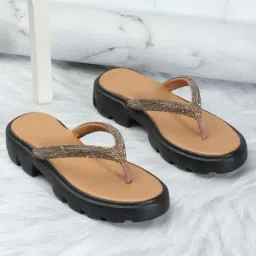 Iconics Women's Beige Thong Sandals-image-2