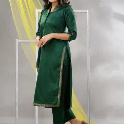Charukriti Green Straight Kurta image 3