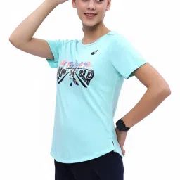 Asics Mint Blue Printed Sports T-Shirt image 3