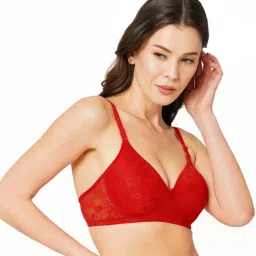 Libertina Red Cotton Self Pattern Everyday Bra image 3
