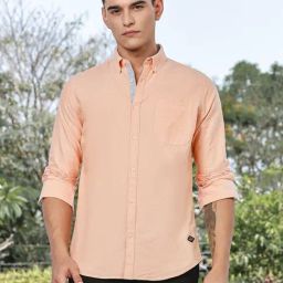 Thomas Scott Orange Cotton Slim Fit Shirt-picture-32