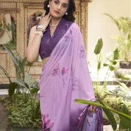 MADHAVPRIYA Floral Printed Gotta Patti Pure Georgette Tussar Saree image 3