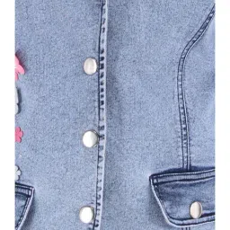 Cutecumber Kids Blue Solid Full Sleeves Coat image 4