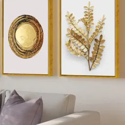 Art Street Gold Canvas Leaf Wall Art - Set of 2 image 3
