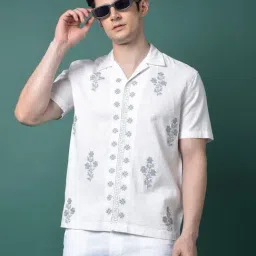 Crimsoune Club White Slim Fit Embroidered Shirt-picture-31