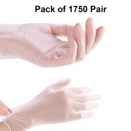 3P Vinyl Examination Hand Gloves Left, Right Hand Orientation Transparent for Food & Cooking (Pack of 1750 Pairs) image 2