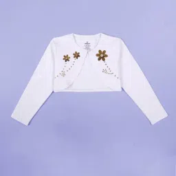 Kiddopanti Girls Black & White Applique Shrug - Pack of 2 image 3