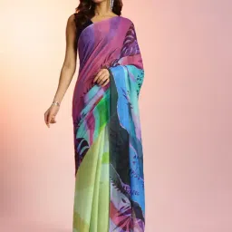 navyasa by liva Multicolor Printed Saree With Unstitched Blouse-picture-25