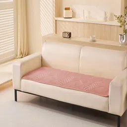 HOUSE OF QUIRK Herringbone Chenille Pink Self Design Velvet Anti-Slip 1 Seater Sofa Mat-image-52