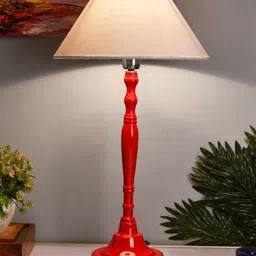 Homesake Red & White Solid Handcrafted Table Lamp with Shade-picture-33