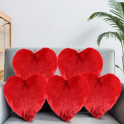 Kuber Industries 5Pcs Red Cotton Heart Pre-Filled Cushions-picture-11