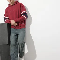 The Roadster Life Co. Relaxed Fit Colourblocked Hooded Sweatshirt image 3