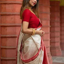 Demure Clothing Co Woven Design Zari Silk Blend Handloom Saree image 4