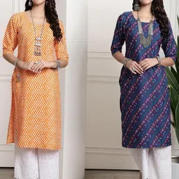 Ethnic basket Women Pack Of 2 Multicoloured Crepe Kurtas-picture-26