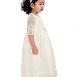 Pragya Exclusive Girls Self Design Crepe Fit & Flare Maxi Dress image 4