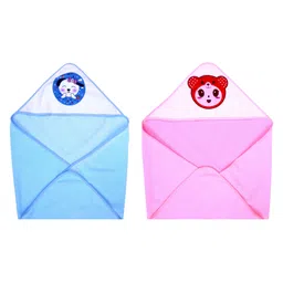 JARS Collections Super Soft and Comfortable Microfibre Hooded Baby Wrapper Pack of 2-Multicolor-picture-17