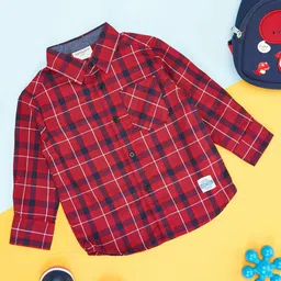 Pantaloons Baby Full Sleeves Checked Shirt - Red image 1