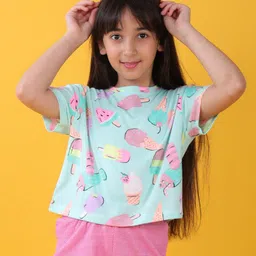 Anthrilo Half Sleeves Ice Cream Printed Tee - Aqua Blue-picture-20