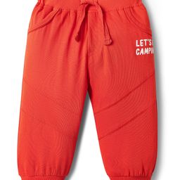 Doodle Poodle Single Jersey Knit Full Length Solid Colour Lounge Pant With Text Print - Red-picture-44