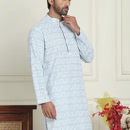Jompers Ethnic Motifs Embroidered Thread Work Mandarin Collar Straight Kurta image 5