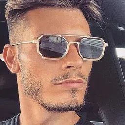 SPADEACES Unisex Black Lens & Gold-Toned Other Sunglasses GOLD BLACK HEXAGUN -280 image 2