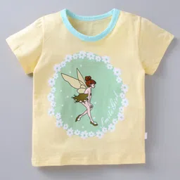 Kookie Kids Half Sleeves Top & Shorts Set Fairy Print - Yellow image 2