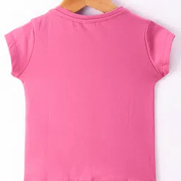 OLLYPOP Sinker Half Sleeves Text Printed T-Shirt - Pink image 2