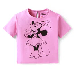 Babyhug Disney Single Jersey Knit Half Sleeves Drop Shoulder Oversized T-Shirt with Front & Back Minnie Mouse Graphics Pack of 2 - Pink & Purple image 2
