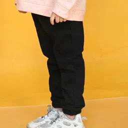 Anthrilo Solid  Fleece Joggers - Black image 4