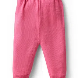 Babyhug Knitted Full Sleeves Sweater Set with Hearts Design - Dark Pink image 4