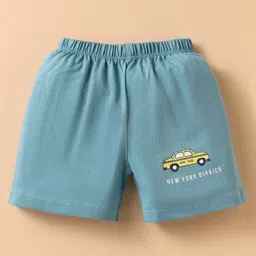 CUCUMBER Sinker Knit Half Sleeves Shorts Co-Ord Night Suits With New York Print Pack of 2 - Light Blue image 4