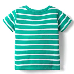 Babyhug 100% Cotton Front Open Half Sleeves Striped & Animal Printed Jhablas Pack Of 3 - Red Green & Light Blue image 5