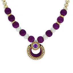 AKSHARA Purple & Gold-Toned Choker Necklace image 2