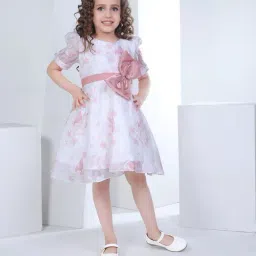 Peppermint Kids White & Peach Floral Print Dress-picture-10
