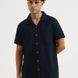 United Colors Of Benetton Navy Cotton Regular Fit Textured Shirt-picture-27