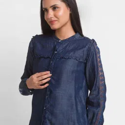 Spykar Blue Regular Fit Shirt image 3
