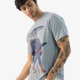 The Souled Store Grey Regular Fit Printed T-Shirt image 3