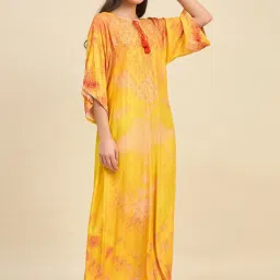 The Kaftan Company Yellow Regular Fit Printed Night Dress image 3