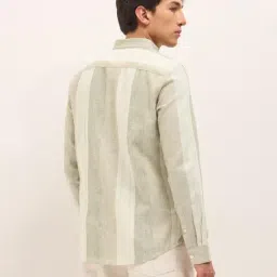 The Bear House Green Polycotton Striped Regular Fit Shirt image 2