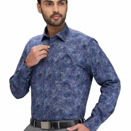 Park Avenue Blue Luxus Fit Printed Shirt image 3