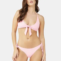 Secrets By ZeroKaata Green & Pink Plain Swimwear Bra Panty Set - Pack Of 2 image 3