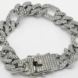 The Roadster Life Men Silver-Plated American Diamond Stone Studded Bracelet image 5