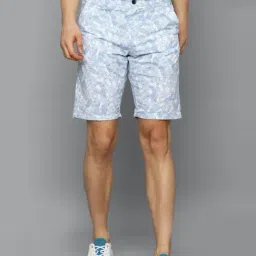 Louis Philippe Blue Cotton Slim Fit Printed Shorts-picture-31