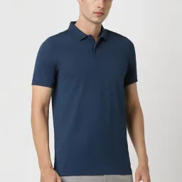 Peter England Navy Regular Fit Polo T-Shirt image 3