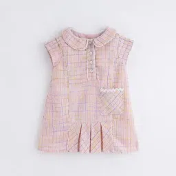 One Friday Kids Pink Cotton Striped Dress image 1