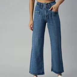 showoffff SHOWOFF Wide Leg High-Rise Blue Clean Look Jeans-picture-22