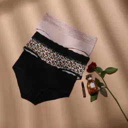 Vero Moda Intimates Multicolor Cotton Lace Hipster Panty - Pack Of 3-image-63