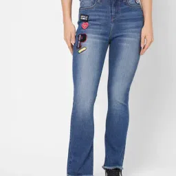 Pepe Jeans Blue Cotton Printed High Rise Jeans-picture-28