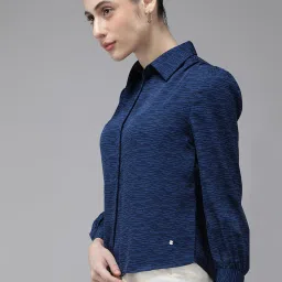 Van Heusen Blue Printed Shirt image 3